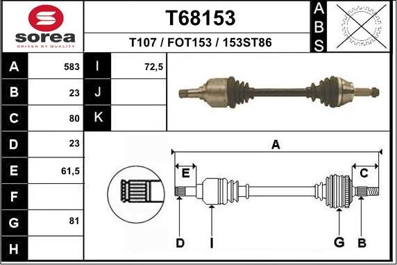 EAI T68153 - Приводной вал abcparts.ee