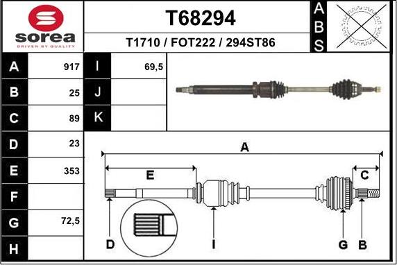 EAI T68294 - Приводной вал abcparts.ee