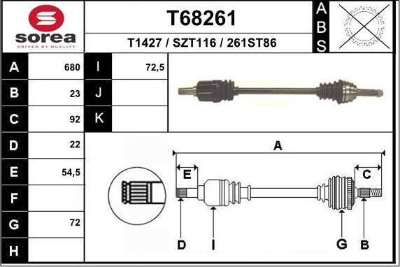 EAI T68261 - Приводной вал abcparts.ee