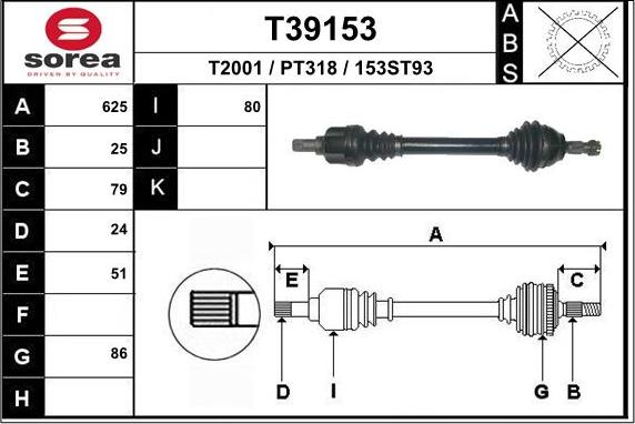 EAI T39153 - Приводной вал abcparts.ee