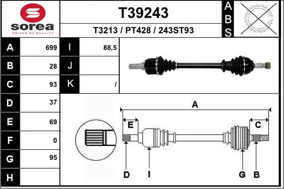 EAI T39243 - Приводной вал abcparts.ee