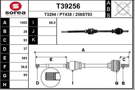 EAI T39256 - Приводной вал abcparts.ee