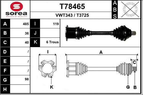 EAI T78465 - Приводной вал abcparts.ee