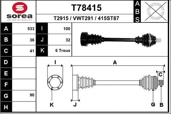 EAI T78415 - Приводной вал abcparts.ee