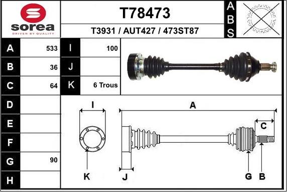EAI T78473 - Приводной вал abcparts.ee