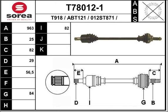 EAI T78012-1 - Приводной вал abcparts.ee