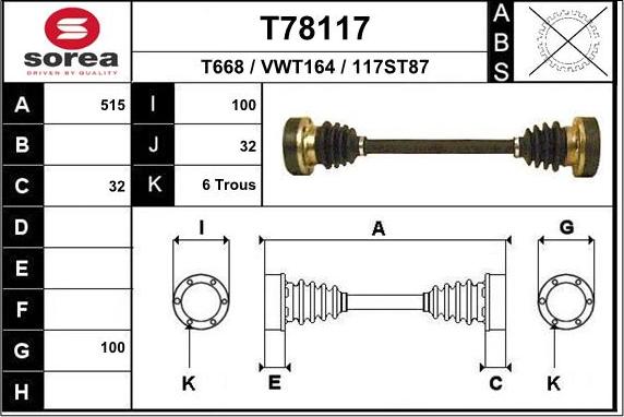 EAI T78117 - Приводной вал abcparts.ee