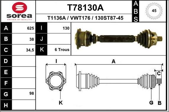 EAI T78130A - Приводной вал abcparts.ee