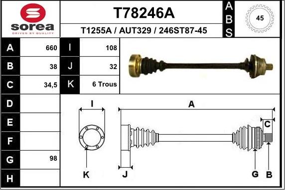EAI T78246A - Приводной вал abcparts.ee