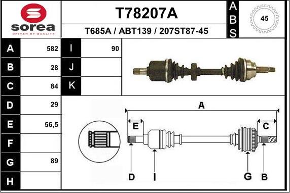 EAI T78207A - Приводной вал abcparts.ee