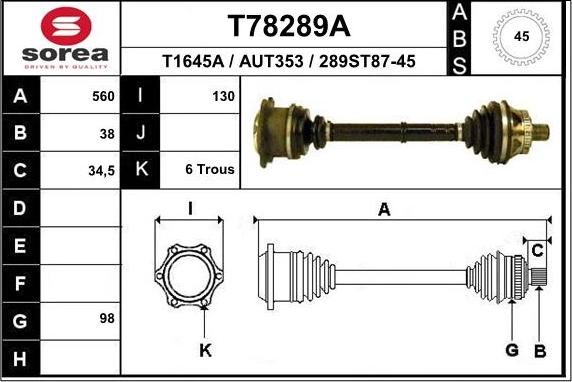 EAI T78289A - Приводной вал abcparts.ee