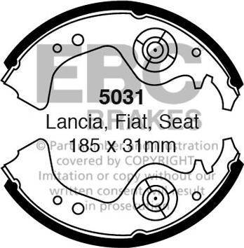 EBC Brakes 5031 - Комплект тормозных колодок, барабанные abcparts.ee