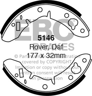 EBC Brakes 5146 - Комплект тормозных колодок, барабанные abcparts.ee