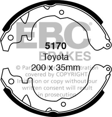 EBC Brakes 5170 - Комплект тормозных колодок, барабанные abcparts.ee
