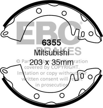 EBC Brakes 6355 - Комплект тормозных колодок, барабанные abcparts.ee