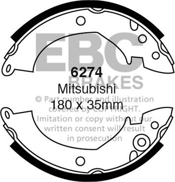 EBC Brakes 6274 - Комплект тормозных колодок, барабанные abcparts.ee