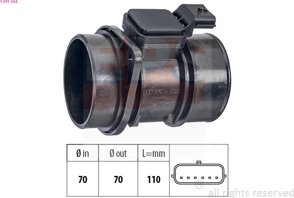 EPS 1.991.364 - Датчик потока, массы воздуха abcparts.ee