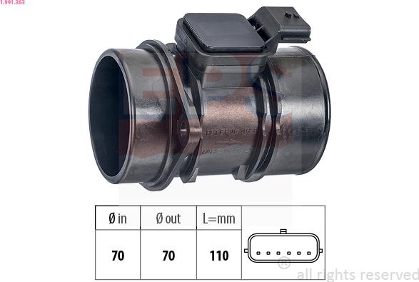 EPS 1.991.363 - Датчик потока, массы воздуха abcparts.ee