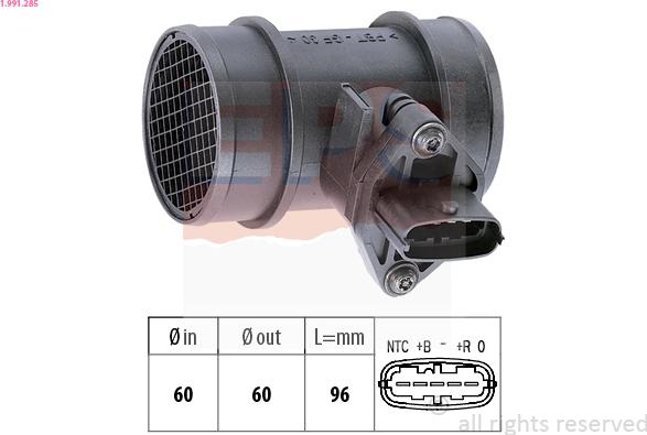 EPS 1.991.285 - Датчик потока, массы воздуха abcparts.ee