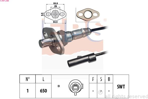 EPS 1.997.248 - Лямбда-зонд, датчик кислорода abcparts.ee