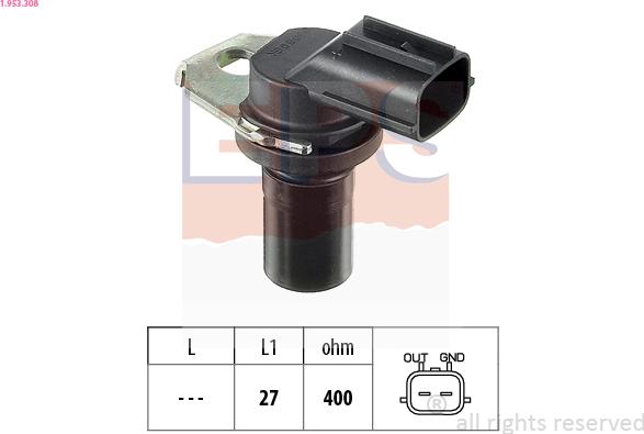 EPS 1.953.308 - RPM датчик АКПП, частота вращения автомат. коробки abcparts.ee