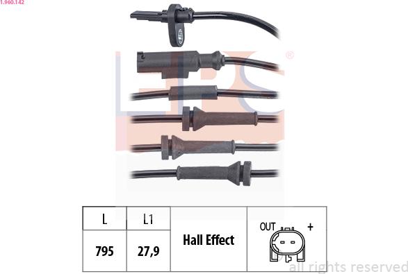 EPS 1.960.142 - ABS датчик, частота вращения колеса abcparts.ee