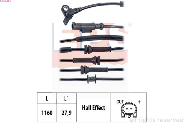 EPS 1.960.161 - ABS датчик, частота вращения колеса abcparts.ee