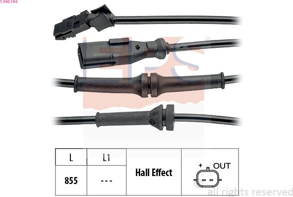 EPS 1.960.104 - ABS датчик, частота вращения колеса abcparts.ee
