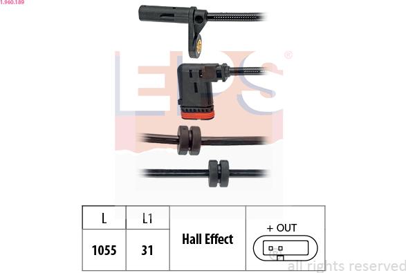 EPS 1.960.189 - ABS датчик, частота вращения колеса abcparts.ee