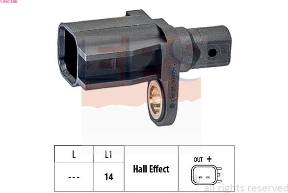 EPS 1.960.186 - ABS датчик, частота вращения колеса abcparts.ee
