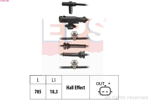 EPS 1.960.240 - ABS датчик, частота вращения колеса abcparts.ee