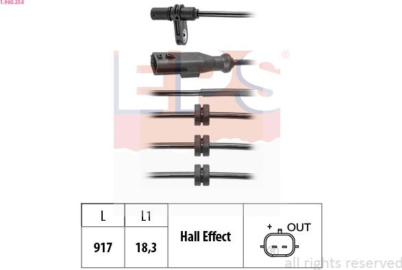EPS 1.960.254 - ABS датчик, частота вращения колеса abcparts.ee