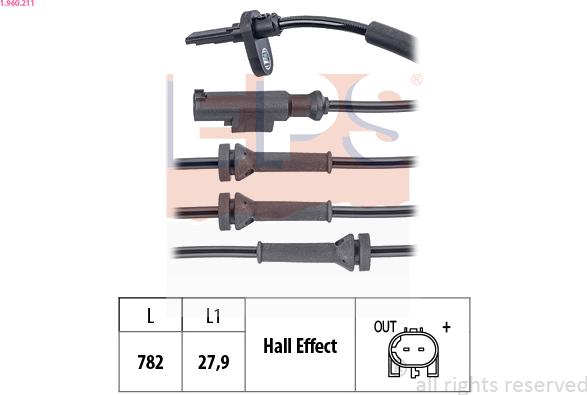 EPS 1.960.211 - ABS датчик, частота вращения колеса abcparts.ee