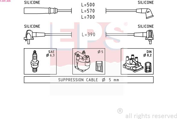 EPS 1.501.436 - Комплект проводов зажигания abcparts.ee