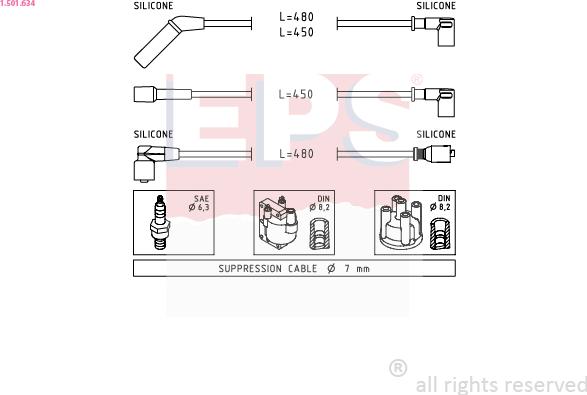 EPS 1.501.634 - Комплект проводов зажигания abcparts.ee