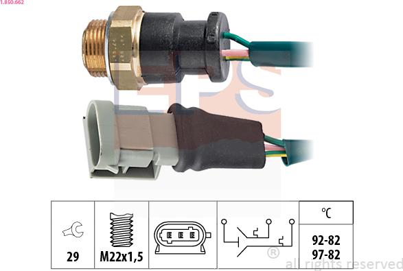 EPS 1.850.662 - Термовыключатель, вентилятор радиатора / кондиционера abcparts.ee