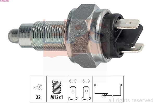 EPS 1.860.019 - Датчик включения фары заднего хода abcparts.ee