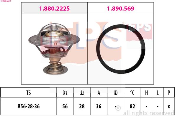 EPS 1.880.222 - Термостат охлаждающей жидкости / корпус abcparts.ee