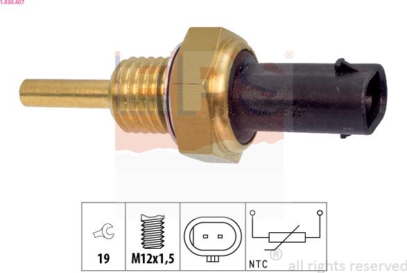 EPS 1.830.407 - Датчик температуры ОЖ, охлаждающей жидкости abcparts.ee
