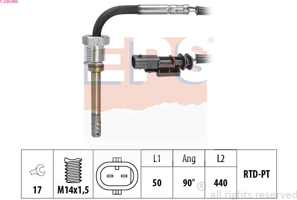 EPS 1.220.090 - Датчик, температура выхлопных газов abcparts.ee