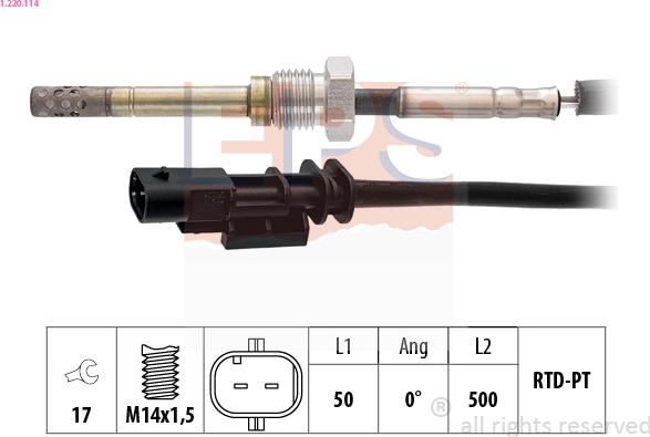 EPS 1.220.114 - Датчик, температура выхлопных газов abcparts.ee