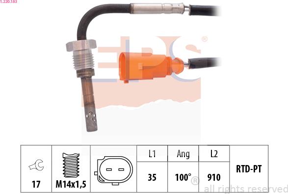 EPS 1.220.183 - Датчик, температура выхлопных газов abcparts.ee