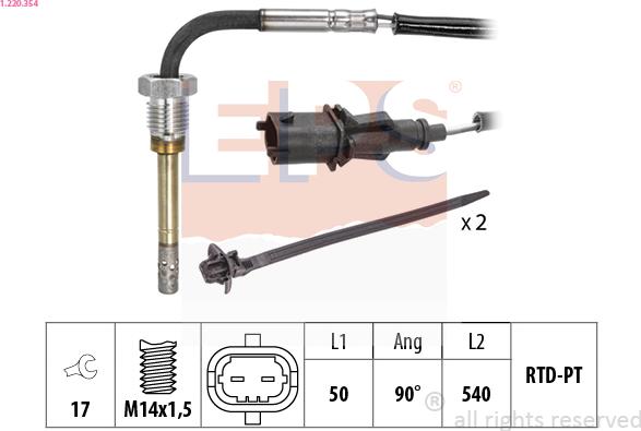 EPS 1.220.354 - Датчик, температура выхлопных газов abcparts.ee