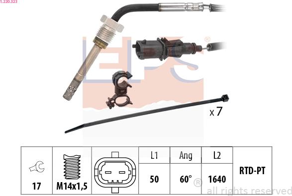 EPS 1.220.323 - Датчик, температура выхлопных газов abcparts.ee