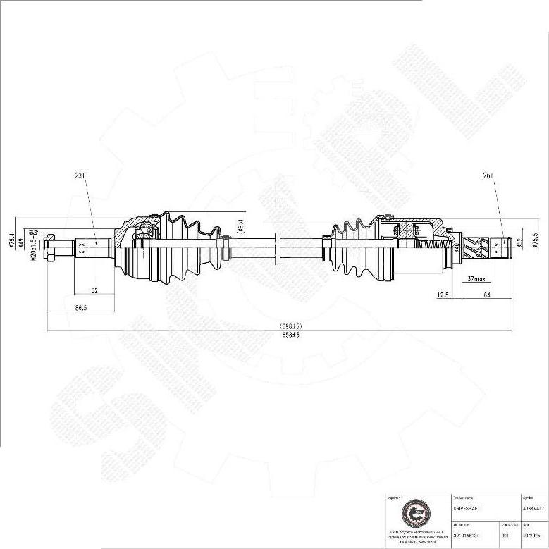 Esen SKV 40SKV417 - Приводной вал abcparts.ee
