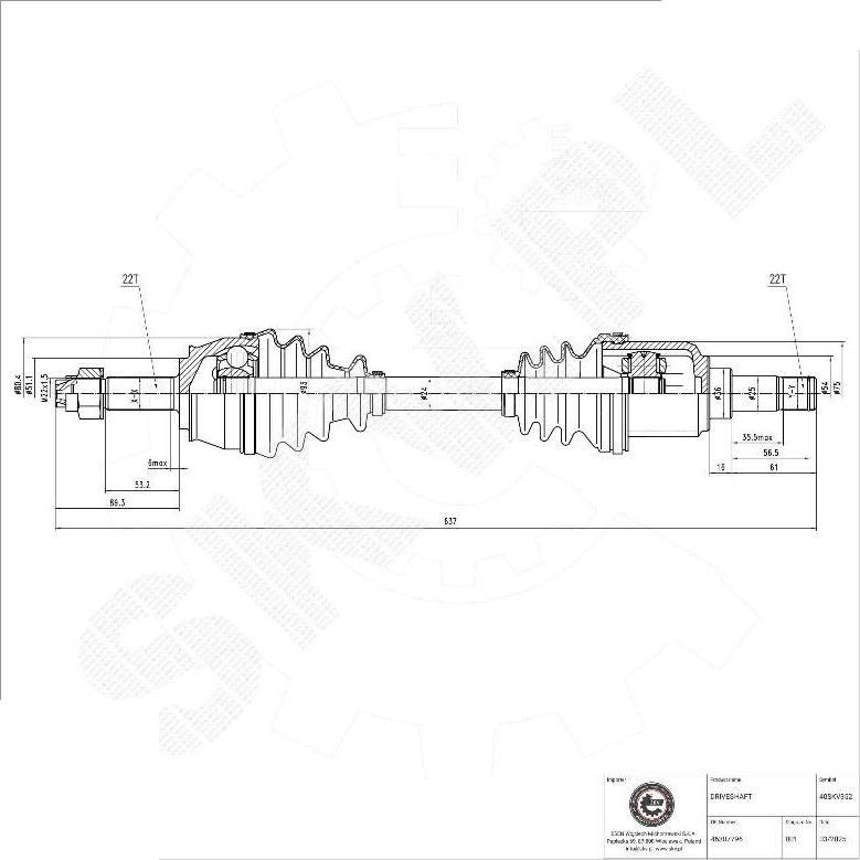 Esen SKV 40SKV352 - Приводной вал abcparts.ee