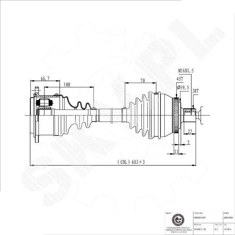 Esen SKV 40SKV304 - Приводной вал abcparts.ee