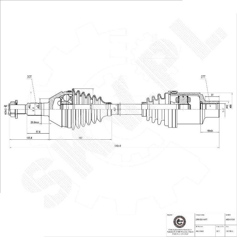 Esen SKV 40SKV331 - Приводной вал abcparts.ee