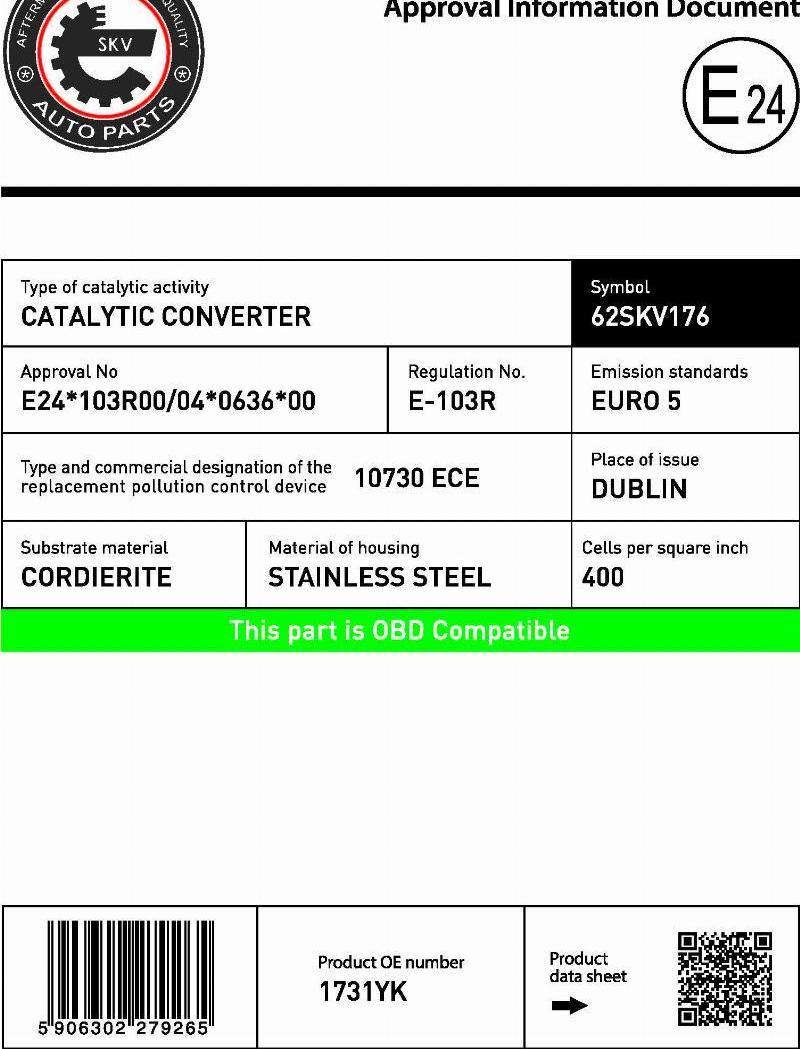 Esen SKV 62SKV176 - Катализатор abcparts.ee