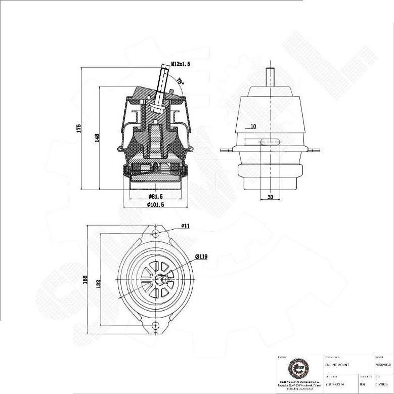 Esen SKV 75SKV068 - Подушка, опора, подвеска двигателя abcparts.ee